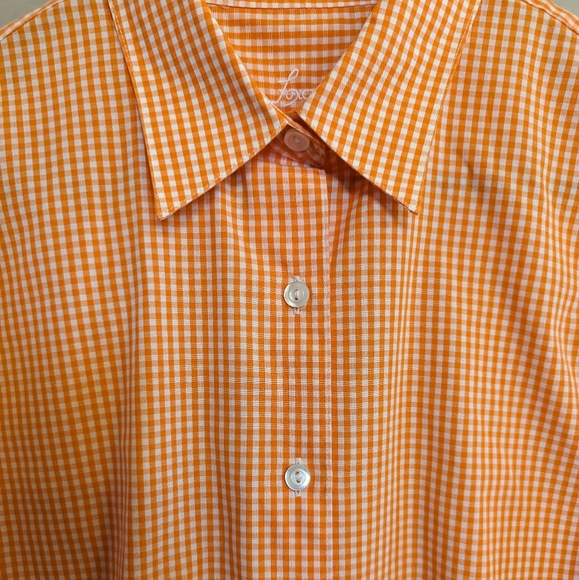 Foxcroft Tops - Foxcroft Women's Classic Oxford Orange and White Stripes Size 8